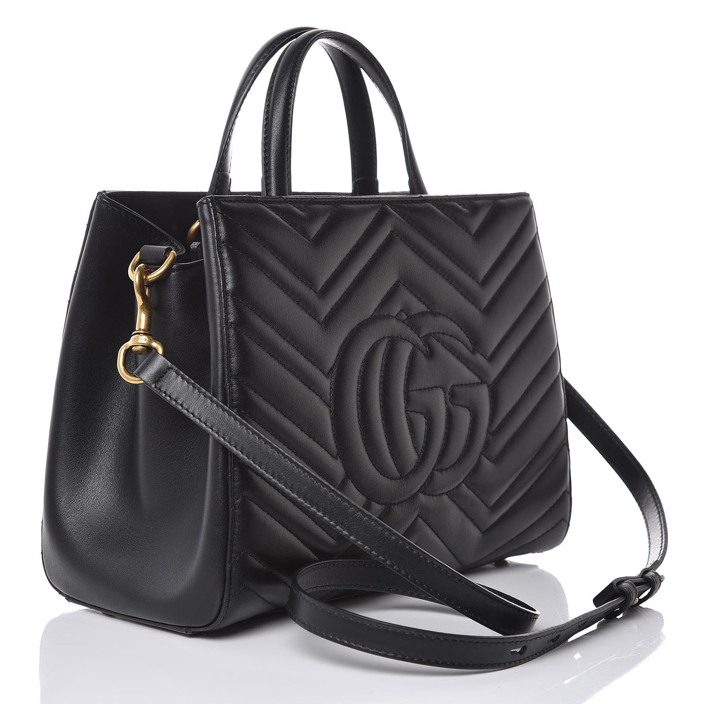Calfskin Matelasse Small GG Marmont Tote Black