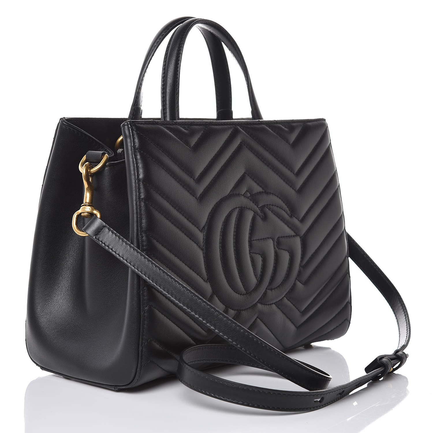 Gucci Calfskin Matelasse Small GG Marmont Tote Black 3 of 8