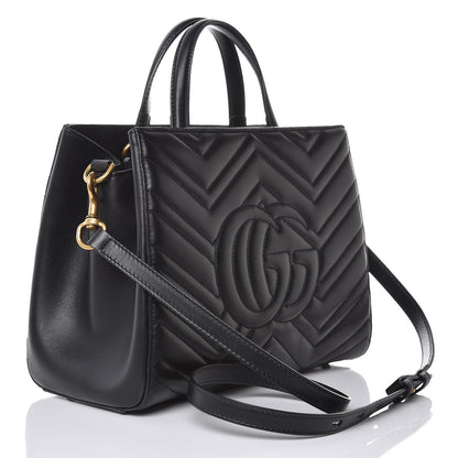 Gucci Calfskin Matelasse Small GG Marmont Tote Black 3 of 8