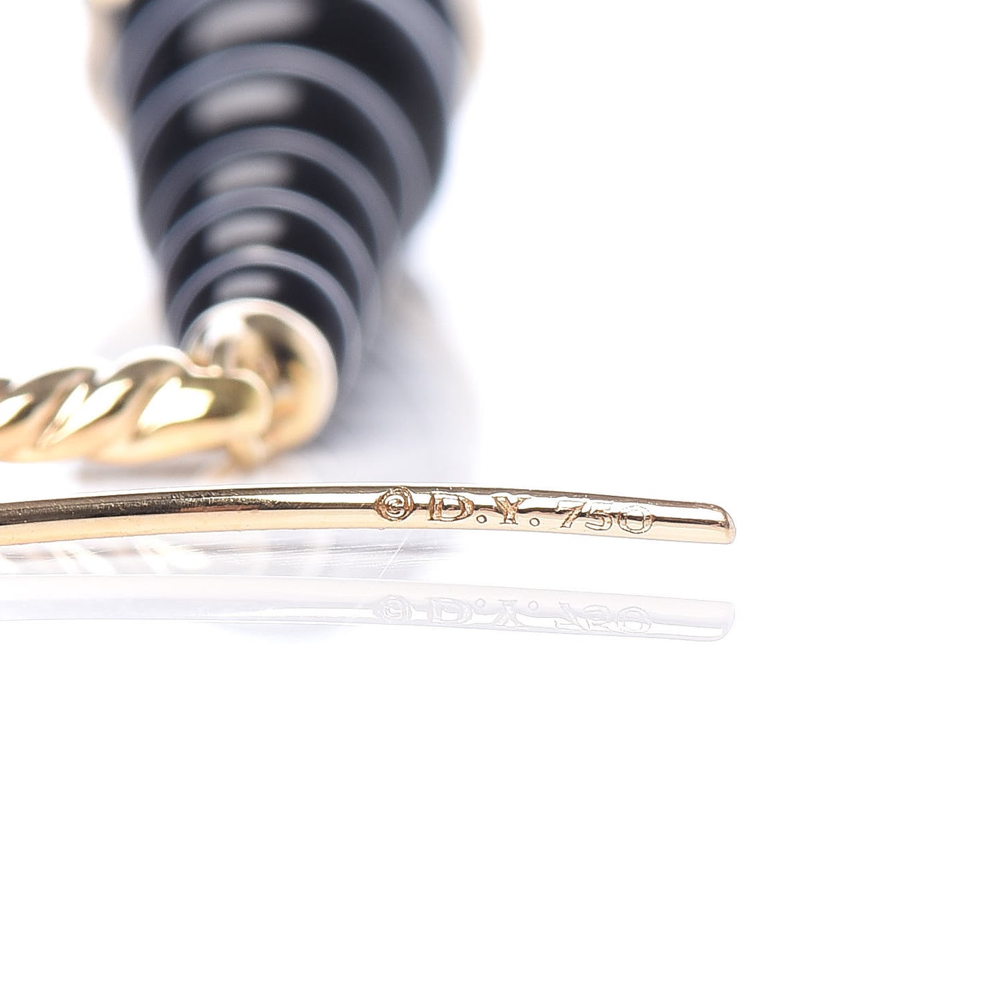 18K Yellow Gold Black Onyx Rio Rondelle Drop Earrings