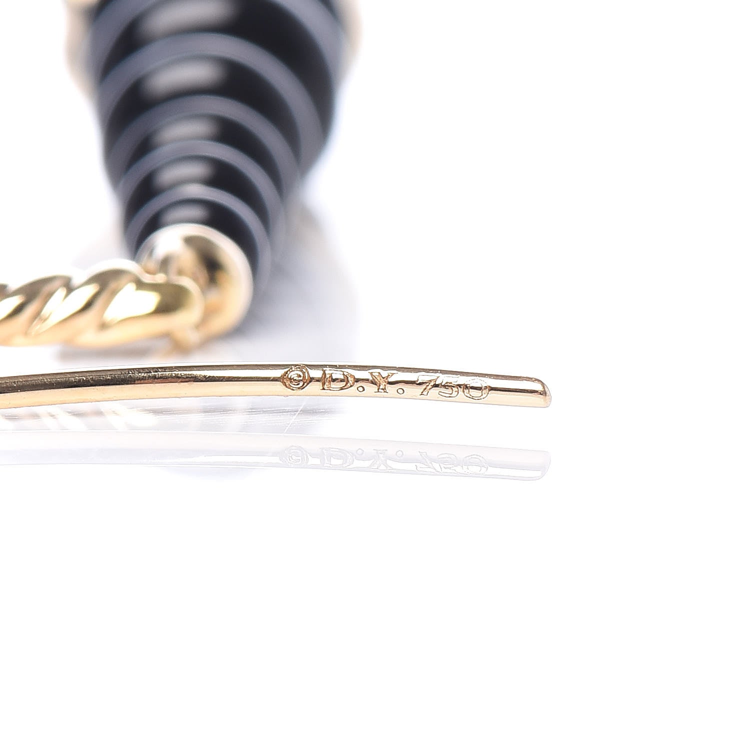 David Yurman 18K Yellow Gold Black Onyx Rio Rondelle Drop Earrings 4 of 4
