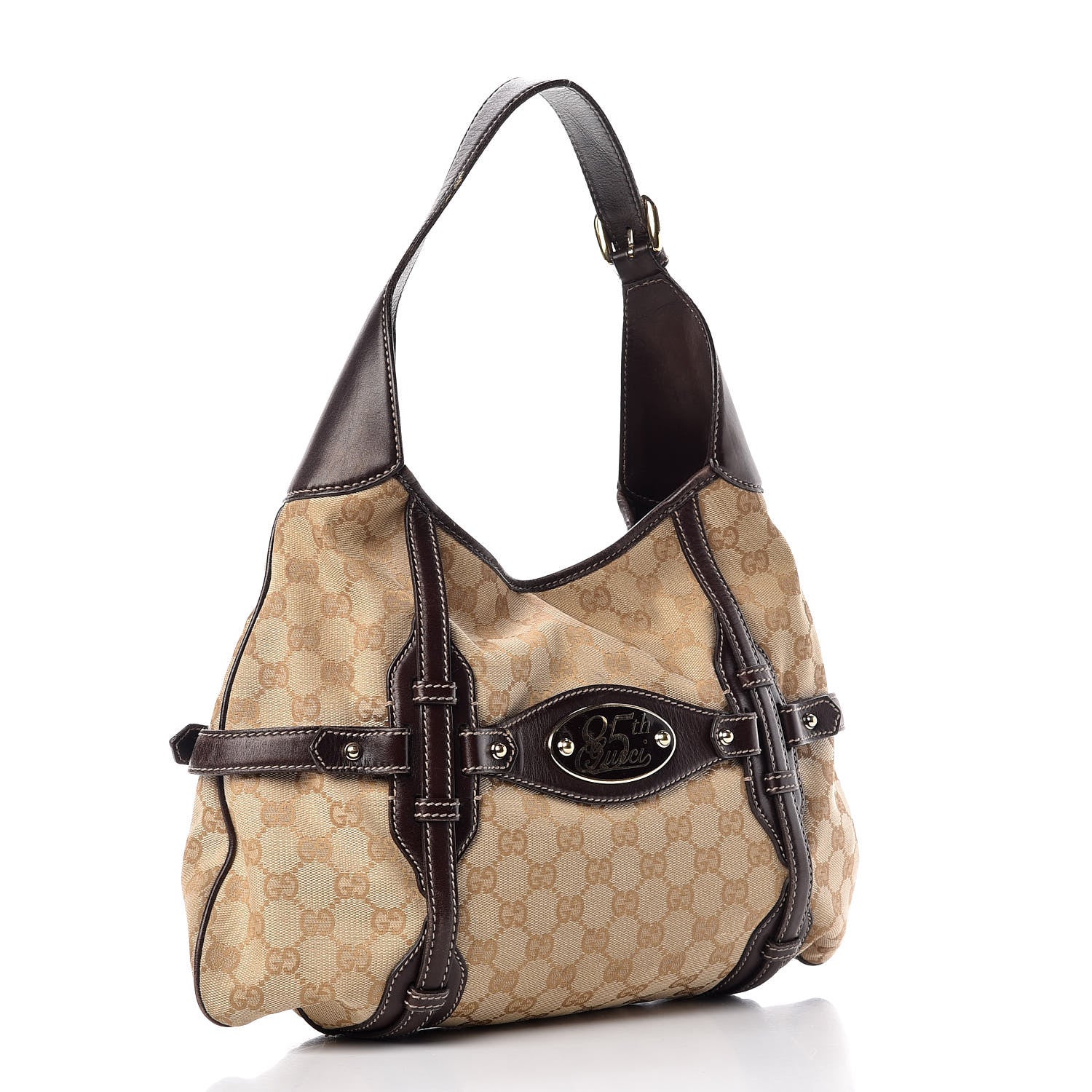 Gucci Monogram Large Horsebit 85th Anniversary Hobo Dark Brown 3 of 15
