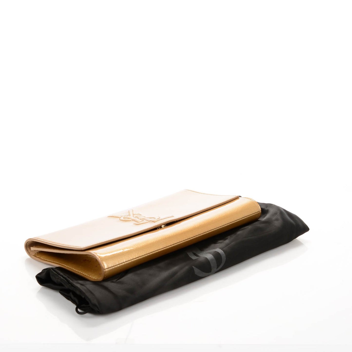 Patent Textile Large Belle De Jour Clutch Beige