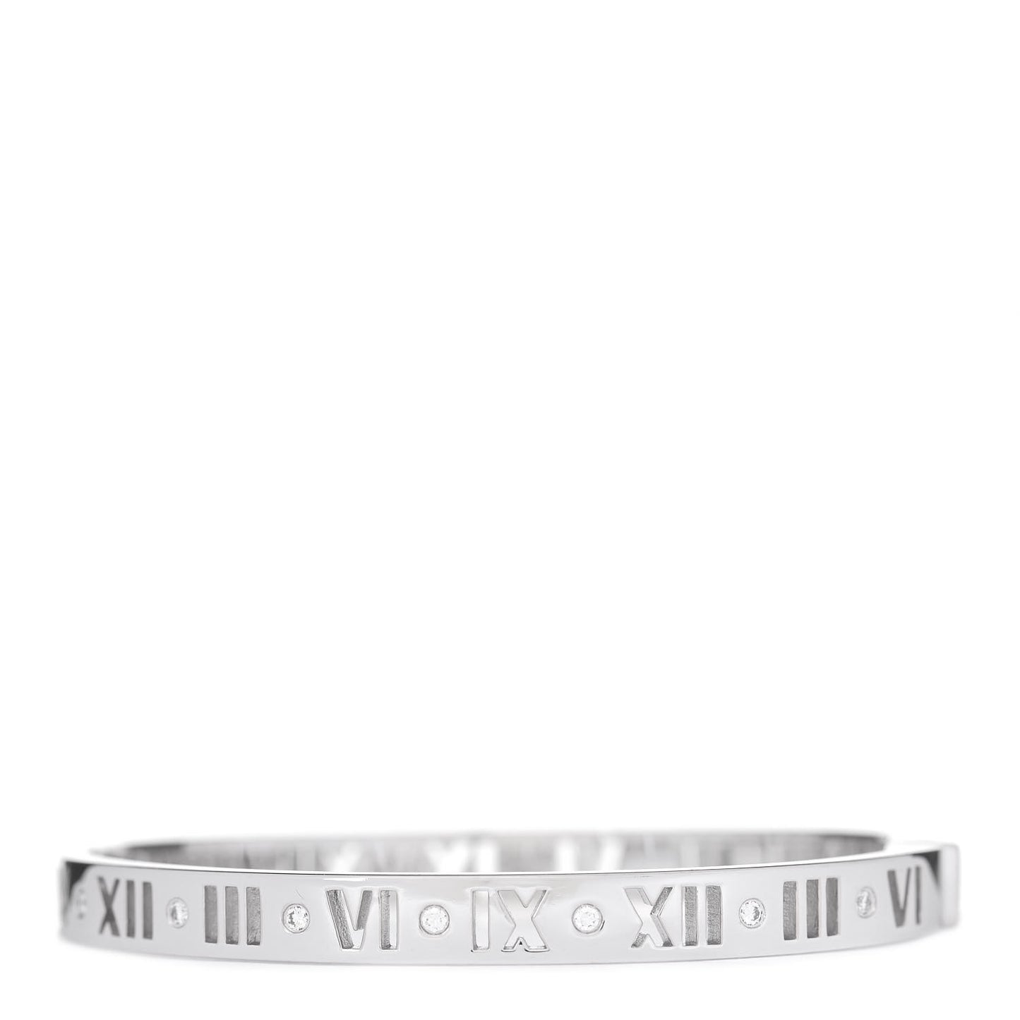 18K White Gold Diamond Atlas Pierced Hinged Bangle Bracelet