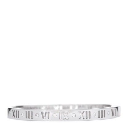 Tiffany 18K White Gold Diamond Atlas Pierced Hinged Bangle Bracelet 1 of 5