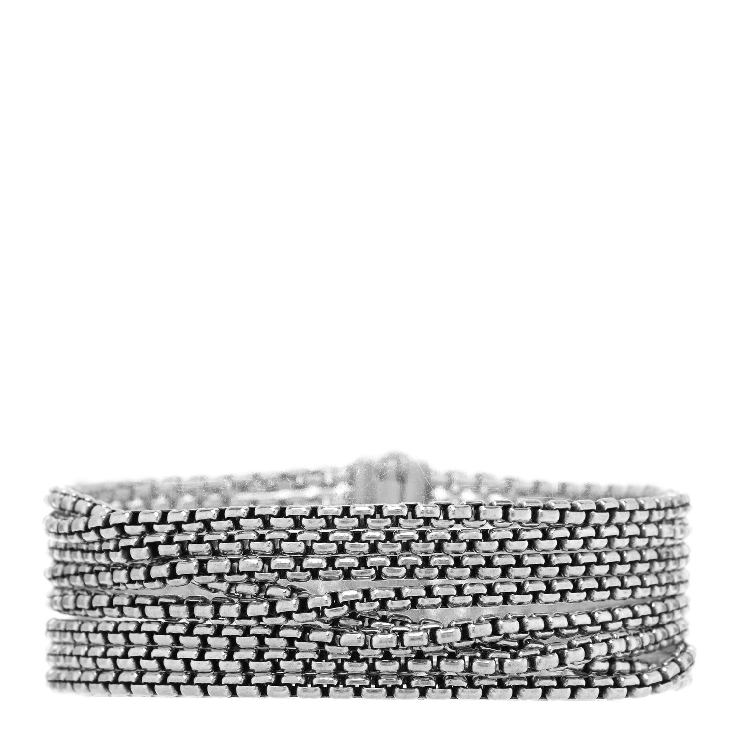 David Yurman Sterling Silver Multi-Row Box Chain Bracelet 1 of 3