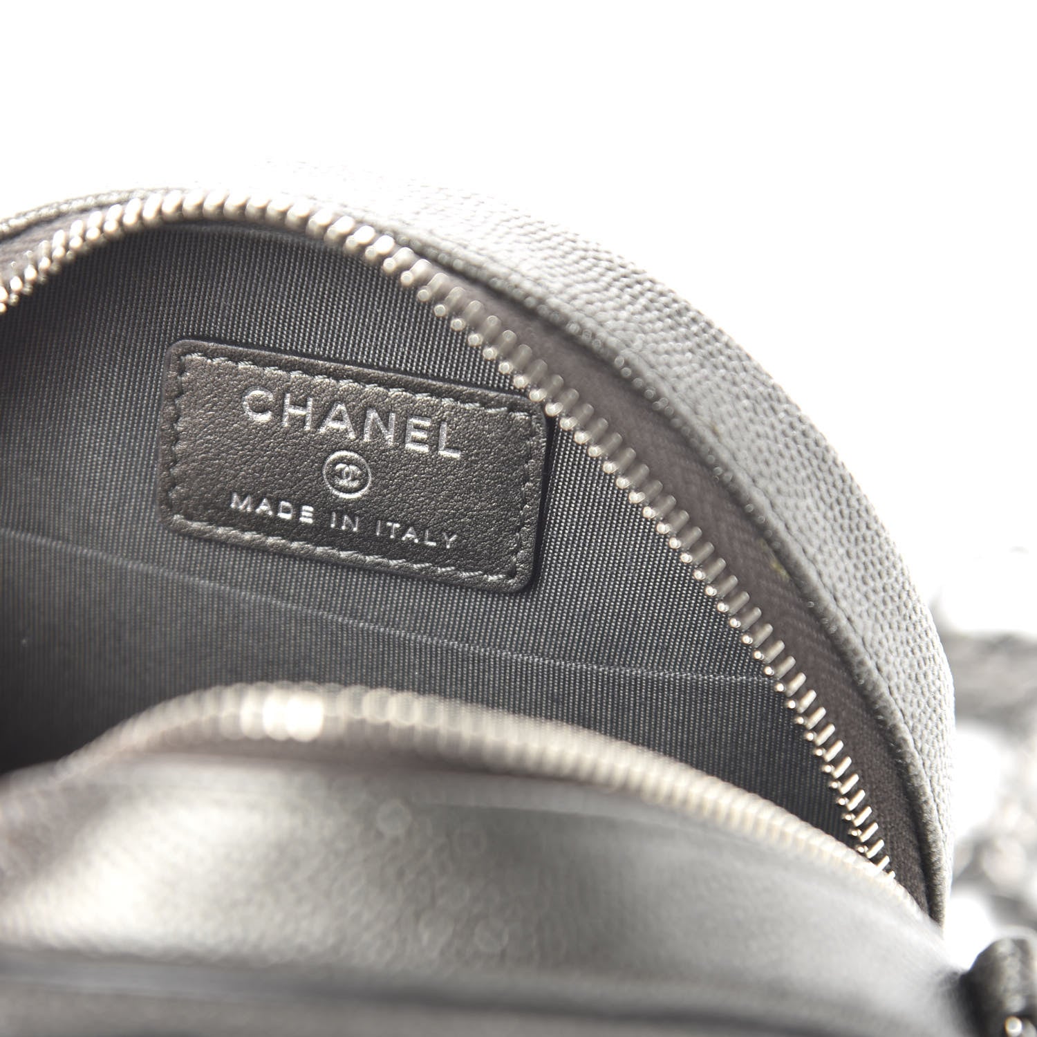 Chanel Metallic Caviar Quilted Round Filigree Crossbody Dark Silver 8 of 11