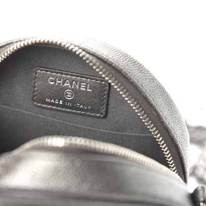 Chanel Metallic Caviar Quilted Round Filigree Crossbody Dark Silver 8 of 11