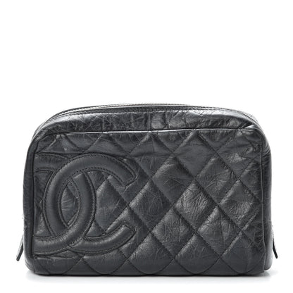 Chanel Distressed Calfskin Cambon Cosmetic Case Black 1 of 17