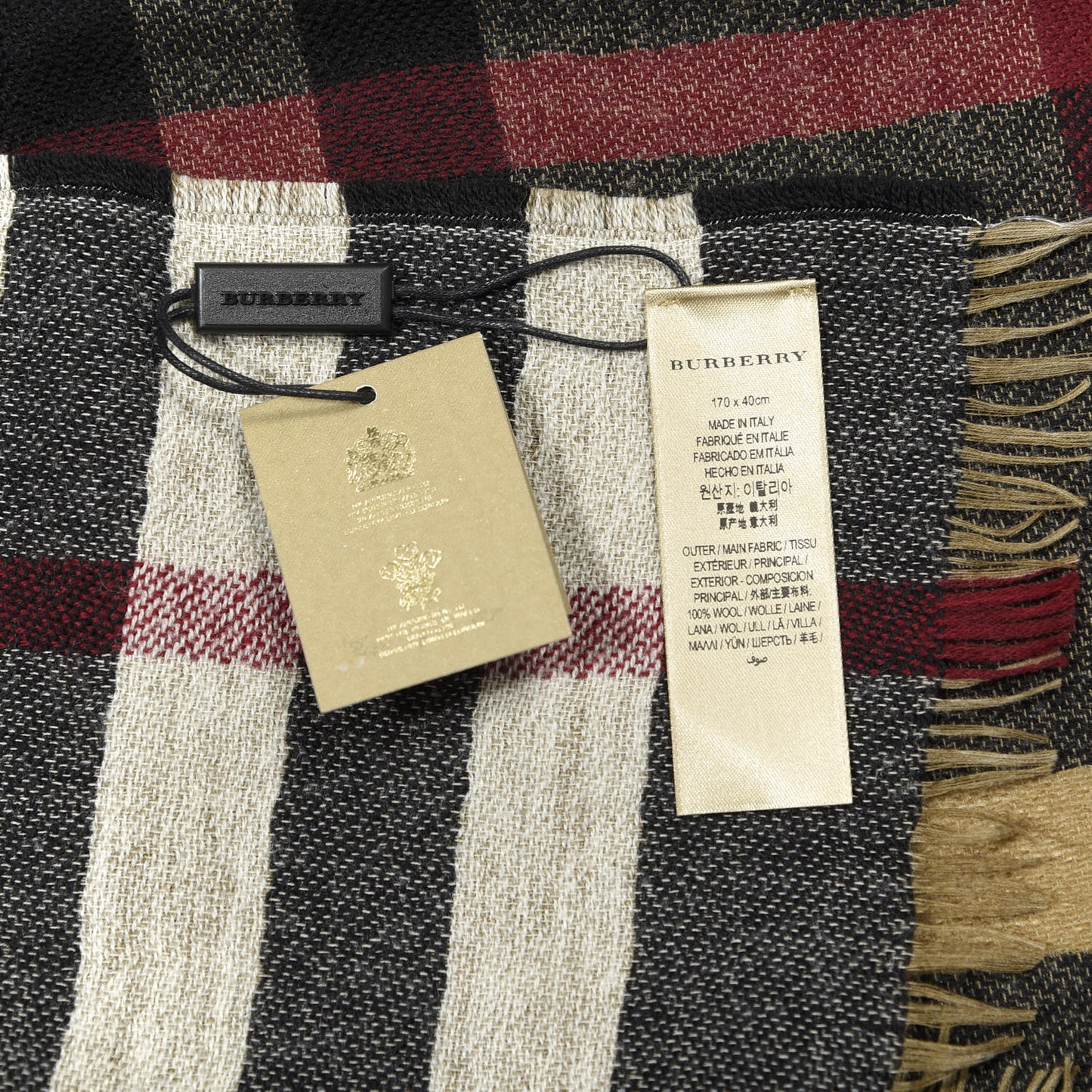 Wool Reversible Color Check Scarf Camel Check