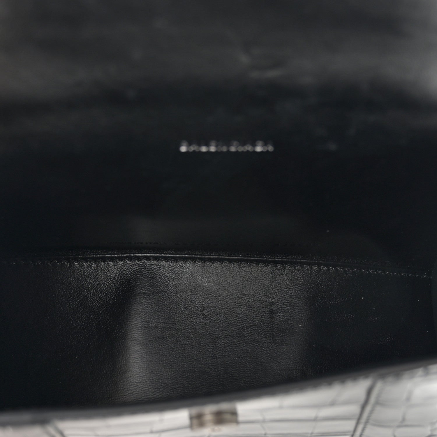 Balenciaga Shiny Calfskin Monochrome Crocodile Embossed Hourglass Top Handle Bag XS Black 5 of 10