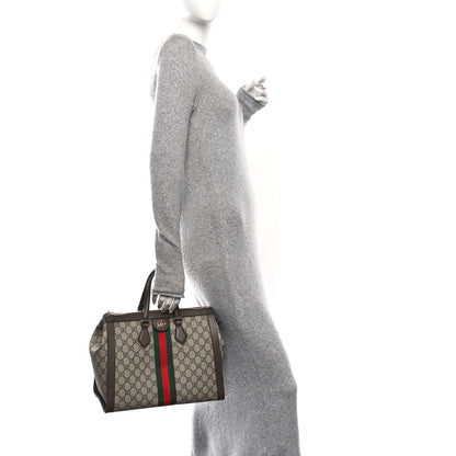 Gucci GG Supreme Monogram Web Medium Ophidia Tote Bag Brown 2 of 10