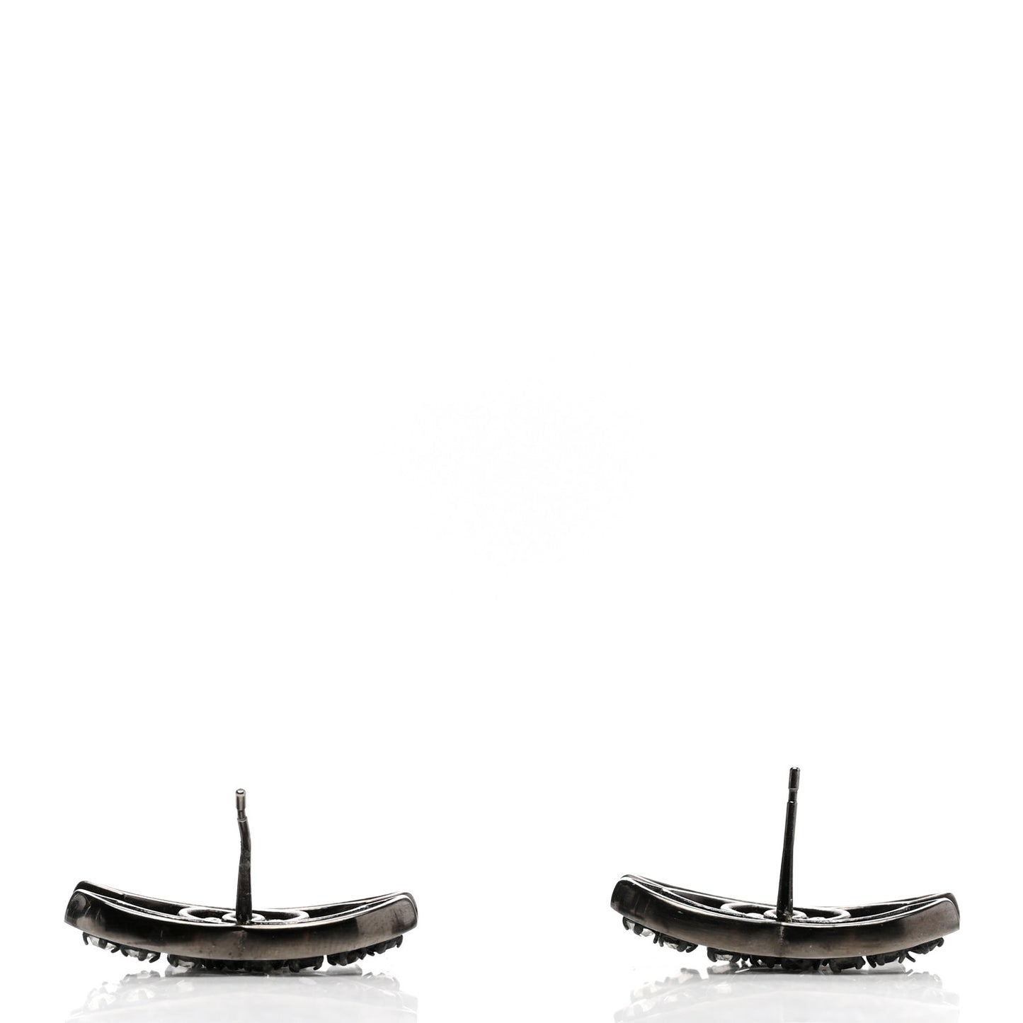 Crystal CC Earrings Black Silver