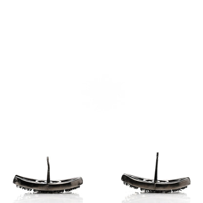 Chanel Crystal CC Earrings Black Silver 3 of 5