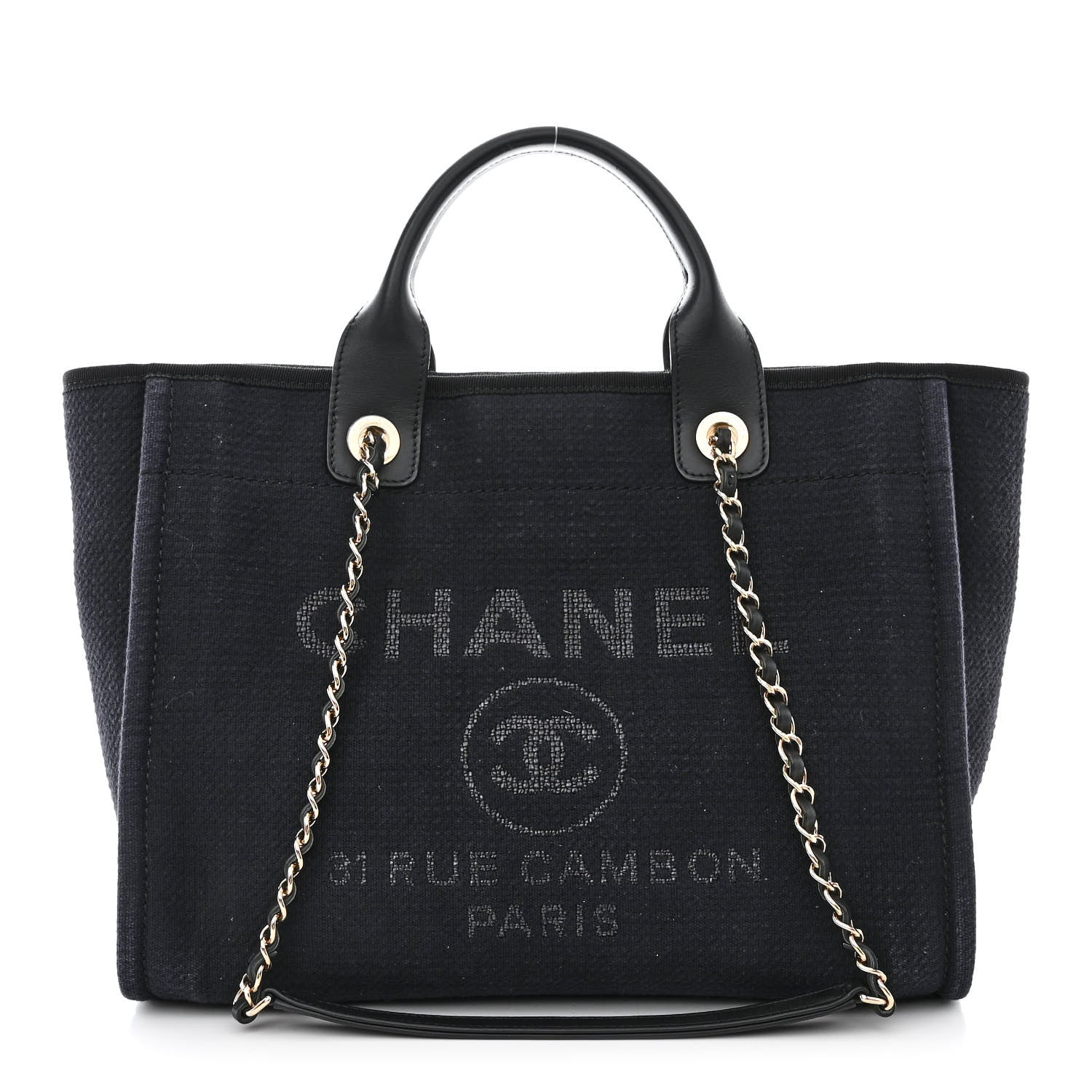 Chanel Mixed Fibers Small Deauville Tote Navy 1 of 10