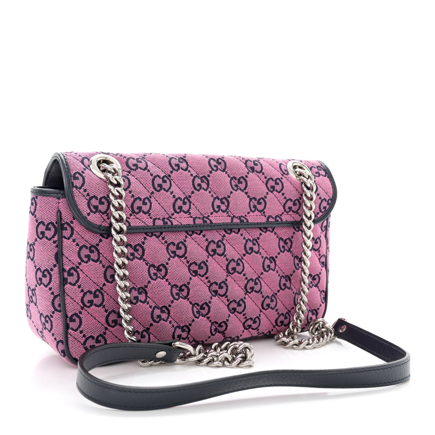 Monogram Multicolor Matelasse Diagonal Small GG Marmont Shoulder Bag Pink Blue