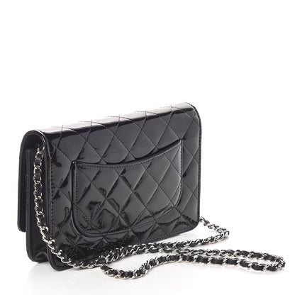 Chanel Patent Quilted Wallet On Chain WOC Black 3 of 12