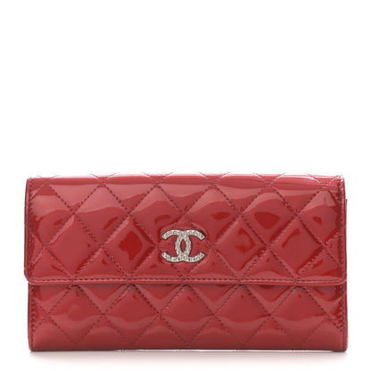 Chanel Patent Calfskin Quilted Large Brilliant Flap Wallet Dark Red 1 of 8