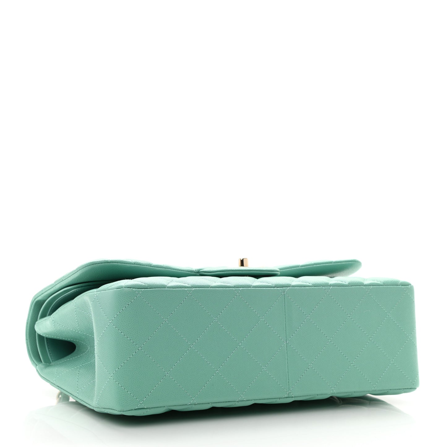 Caviar Quilted Jumbo Double Flap Green