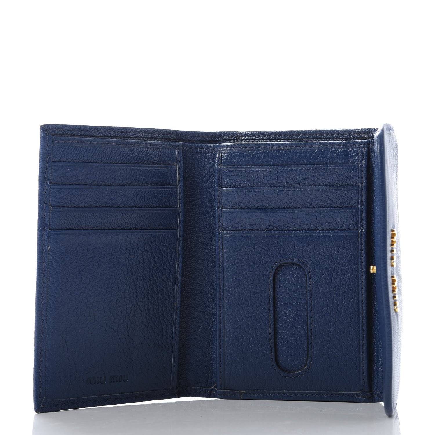 Miu Miu Goatskin Madras Flap Wallet Cobalto 4 of 6