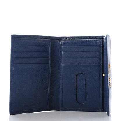 Miu Miu Goatskin Madras Flap Wallet Cobalto 4 of 6