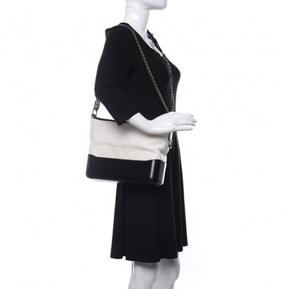 Chanel Aged Calfskin Quilted Medium Gabrielle Hobo Black White 2 of 10