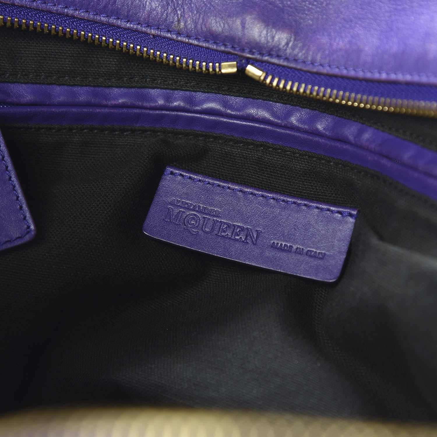 Alexander McQueen Calfskin Large Skull Padlock Zip Around Tote Purple 7 of 12