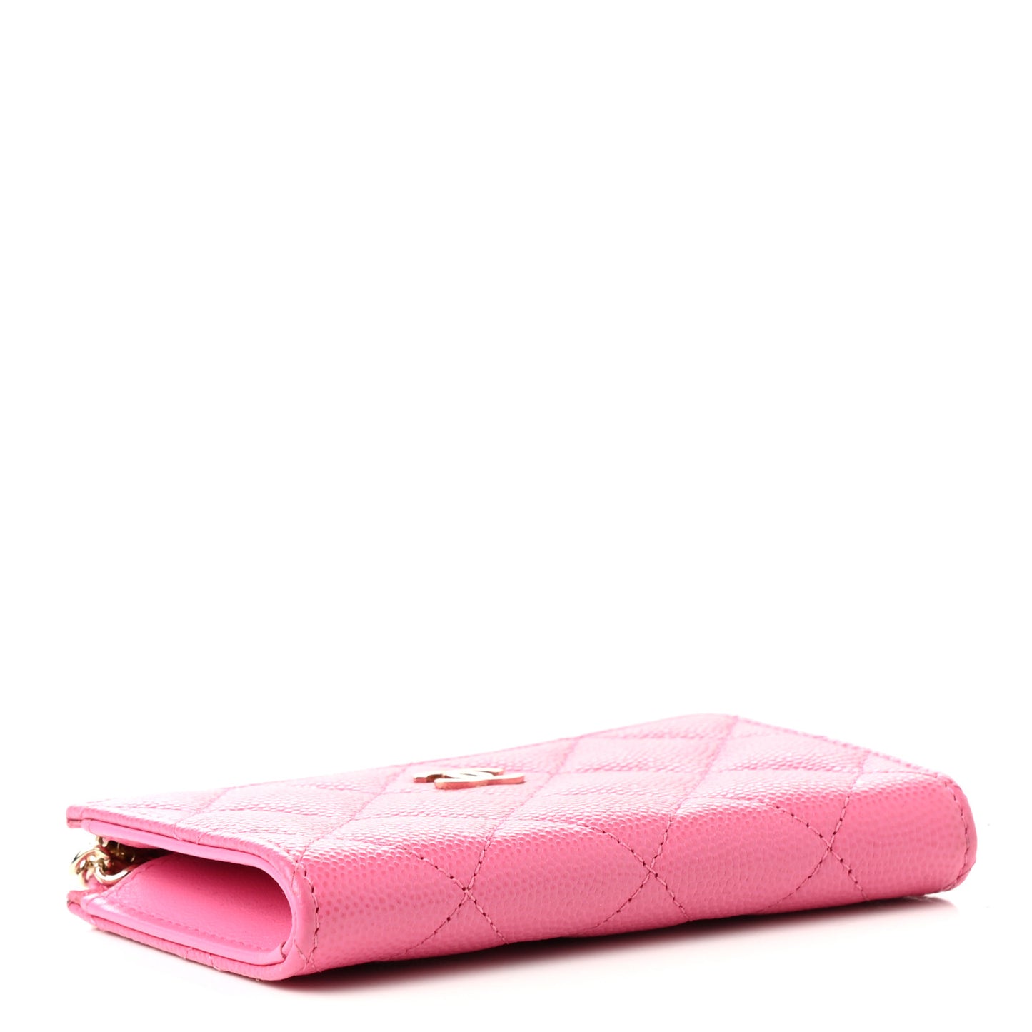 Caviar Quilted Zipped Key Holder Case Pink