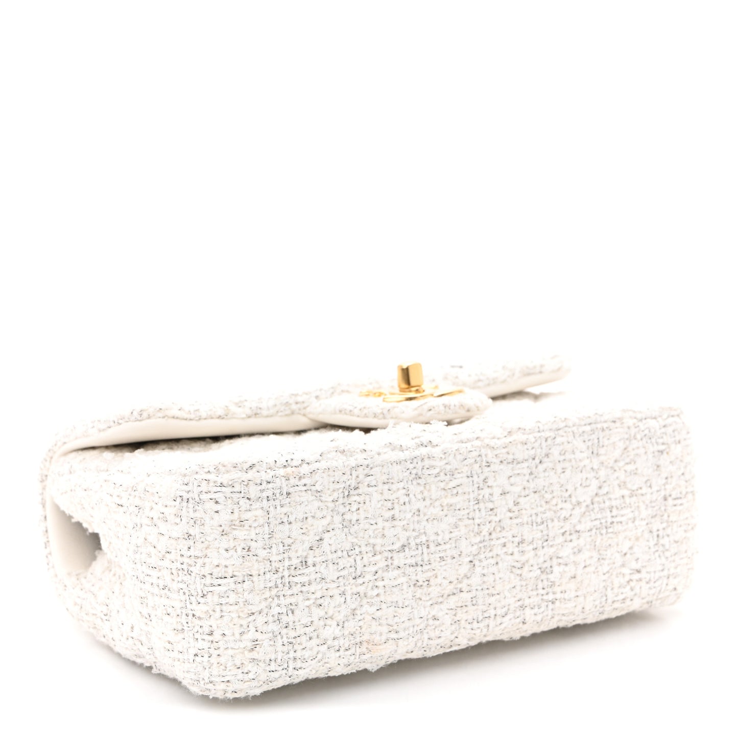 Tweed Quilted Mini Bow Top Handle Rectangular Flap White Black