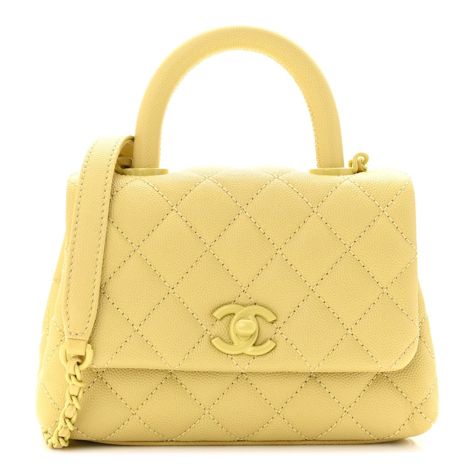 Chanel Caviar Quilted Incognito Extra Mini Coco Handle Flap Light Yellow 1 of 10