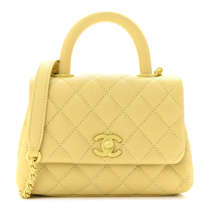 Chanel Caviar Quilted Incognito Extra Mini Coco Handle Flap Light Yellow 1 of 10
