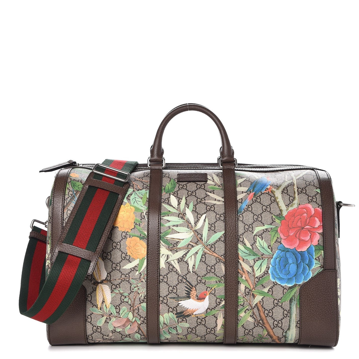 GG Supreme Monogram Tian Web Medium Duffle Beige Multicolor New Acero
