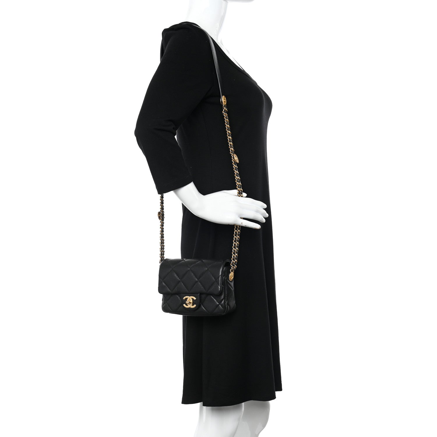Chanel Caviar Quilted Mini Twist Your Buttons Flap Black 2 of 11