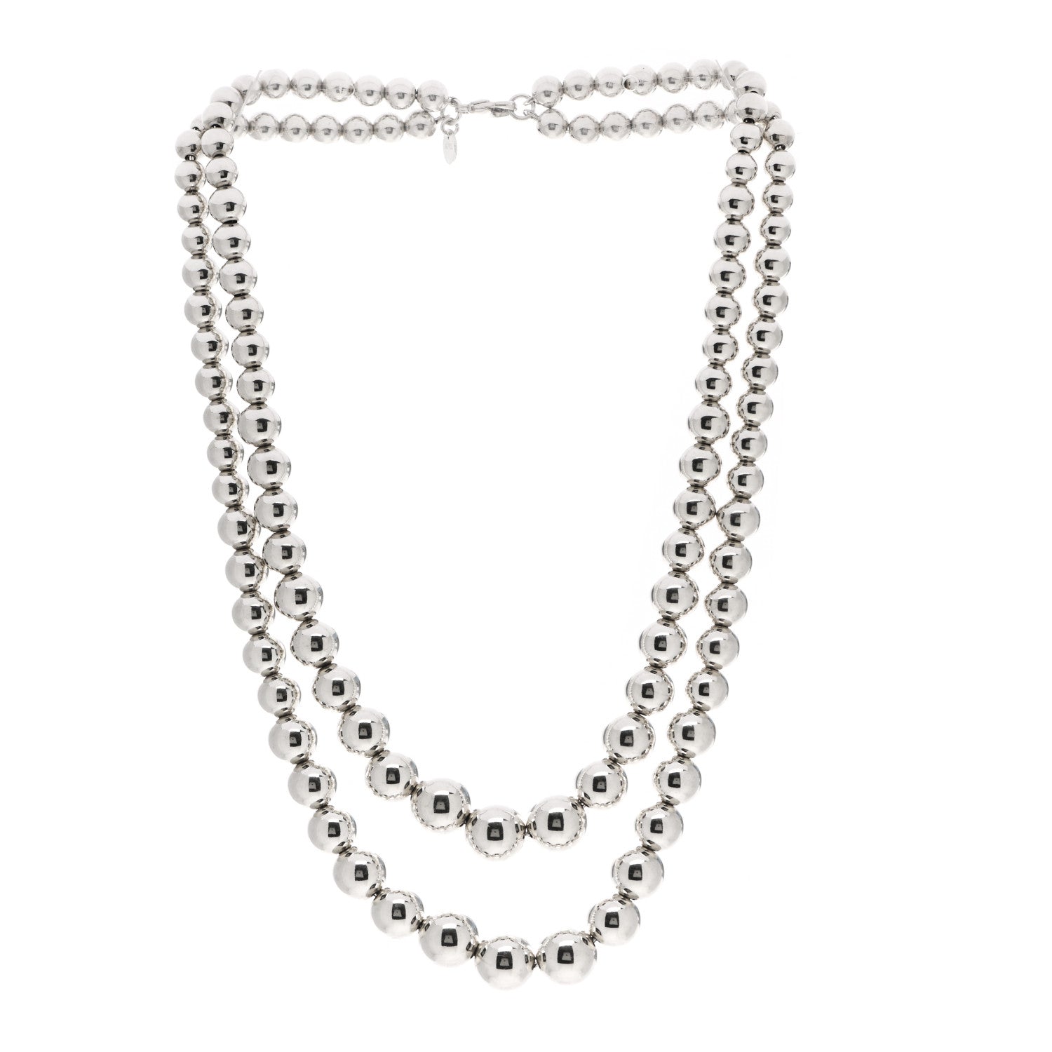 Tiffany Sterling Silver HardWear Graduated Ball Two-Row Necklace 3 of 6
