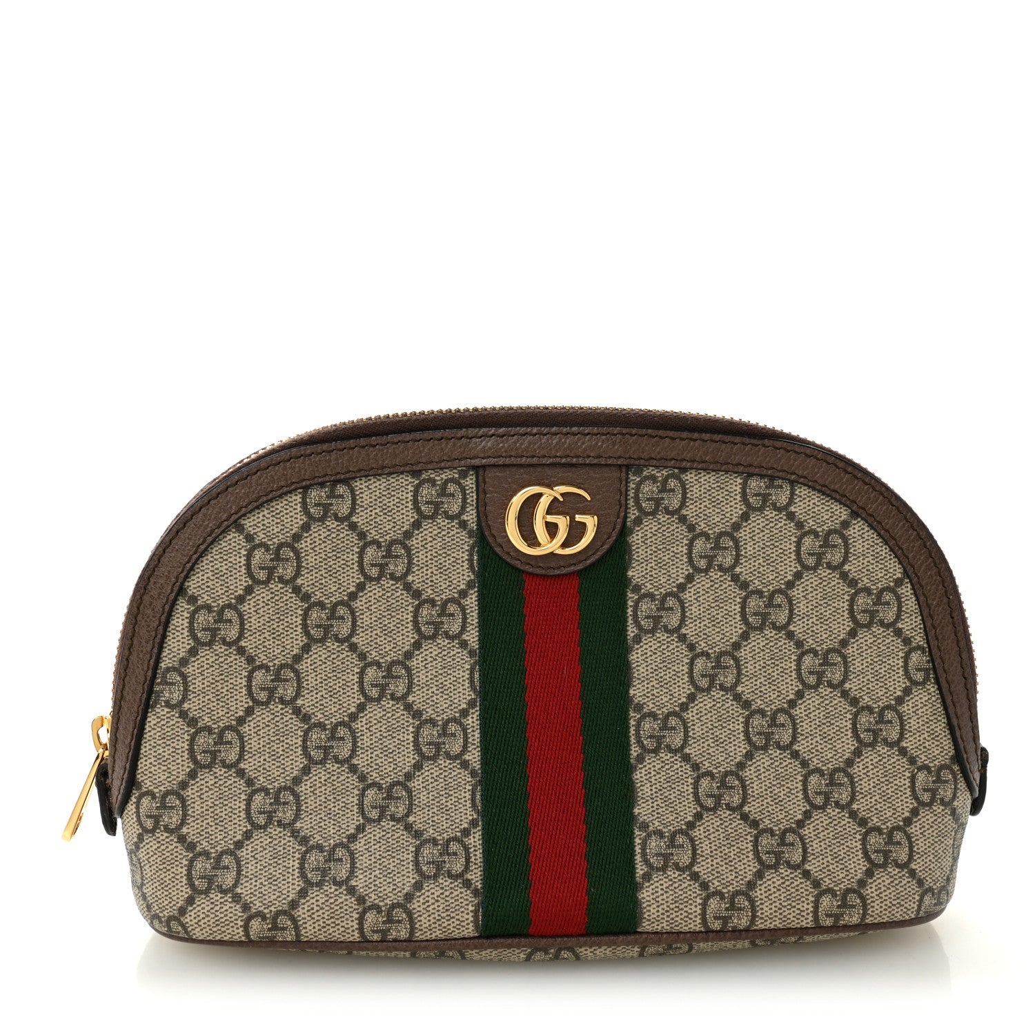 Gucci GG Supreme Monogram Textured Calfskin Web Large Ophidia Cosmetic Case Beige Ebony New Acero 1 of 7