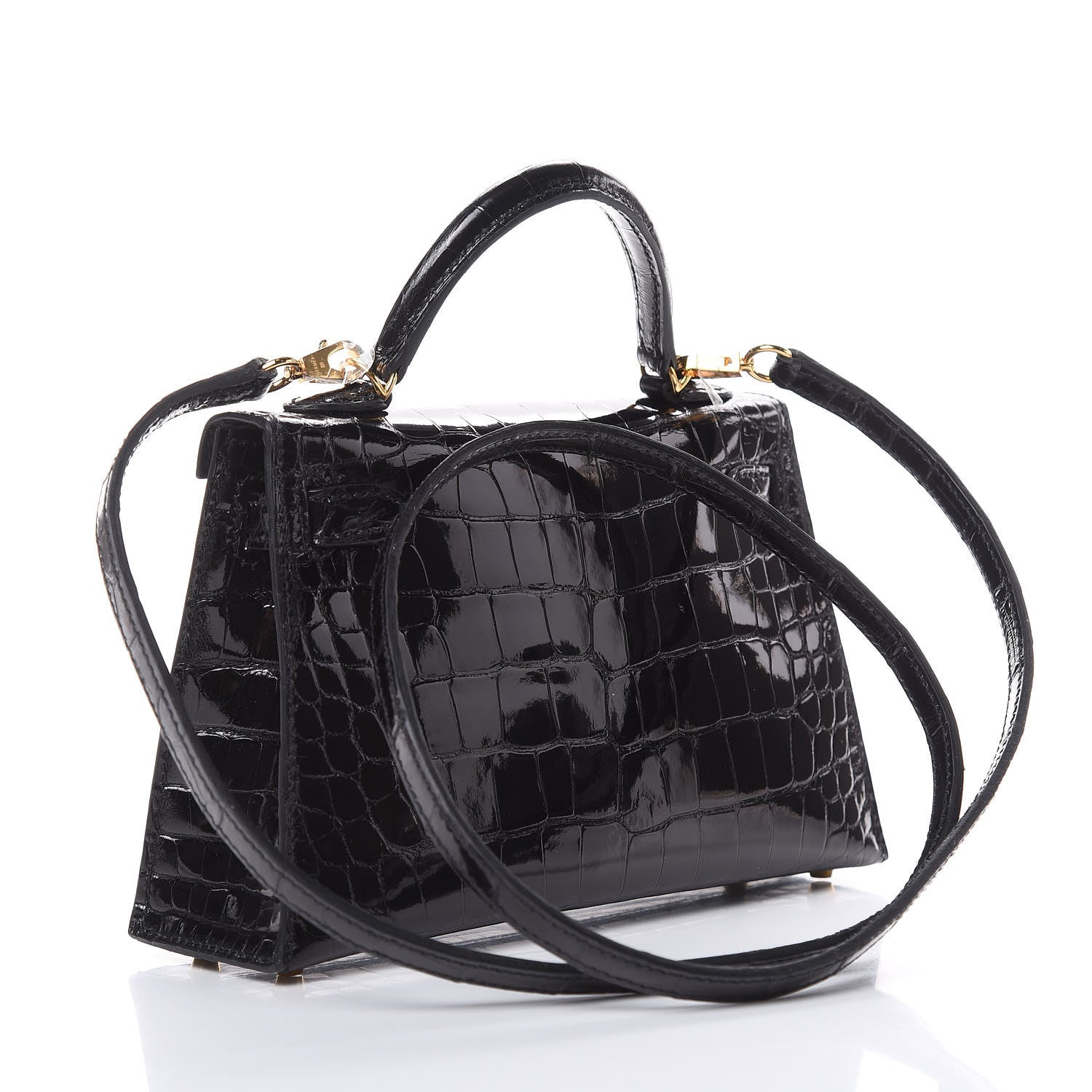 Hermes Shiny Alligator Mini Kelly Sellier 20 Black 3 of 37