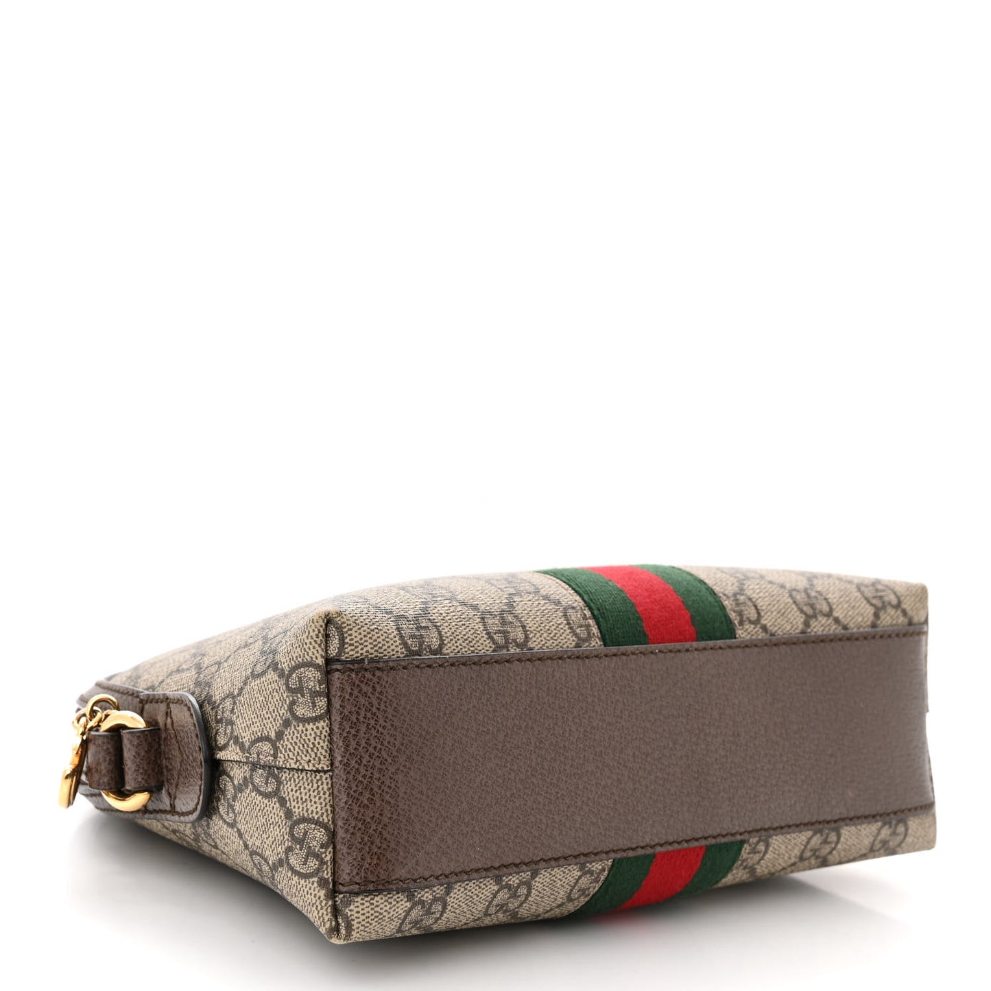GG Supreme Monogram Textured Dollar Calfskin Web Small Ophidia Dome Shoulder Bag Beige Ebony New Acero