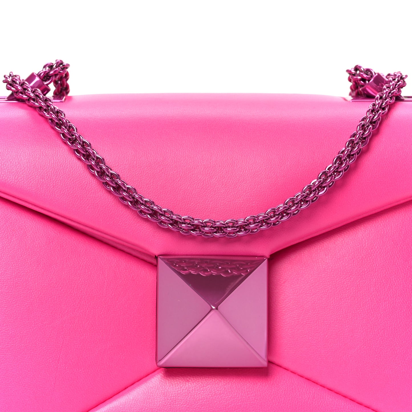 Nappa Monochrome One Stud Chain Clutch Pink PP