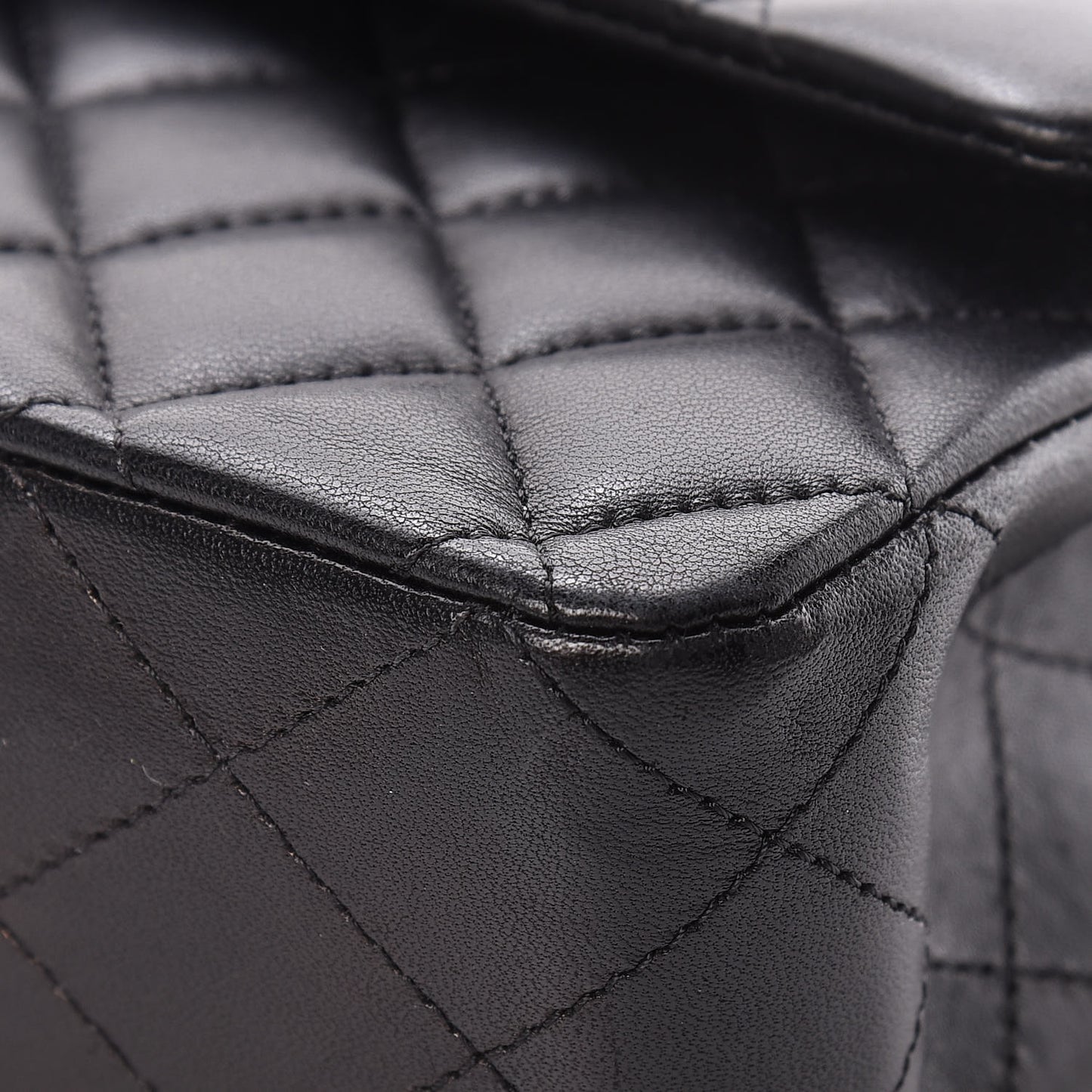 Lambskin Quilted Medium Double Flap Black