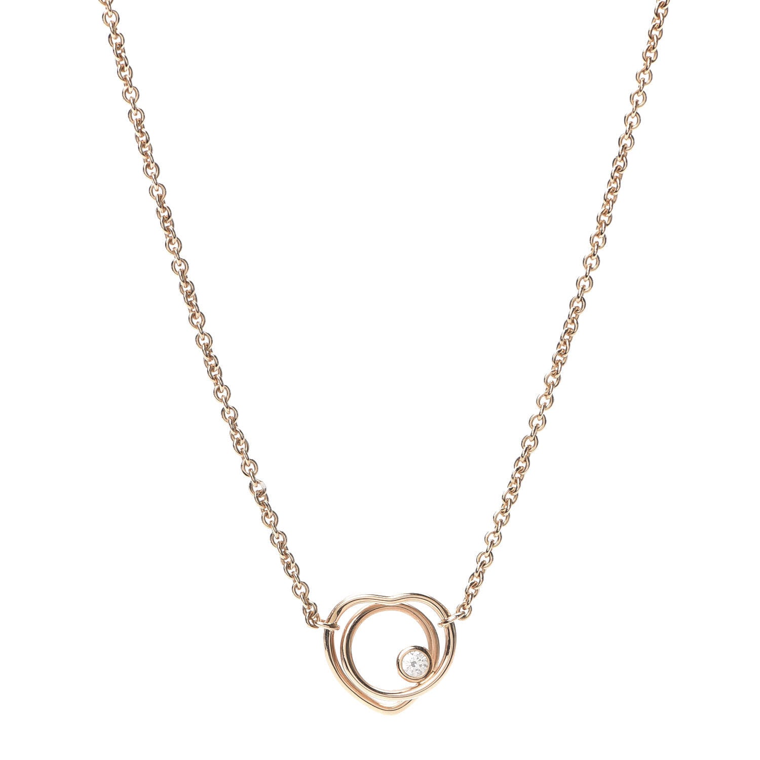 Hermes 18K Rose Gold Diamond TPM Vertige Coeur Necklace ST 1 of 7