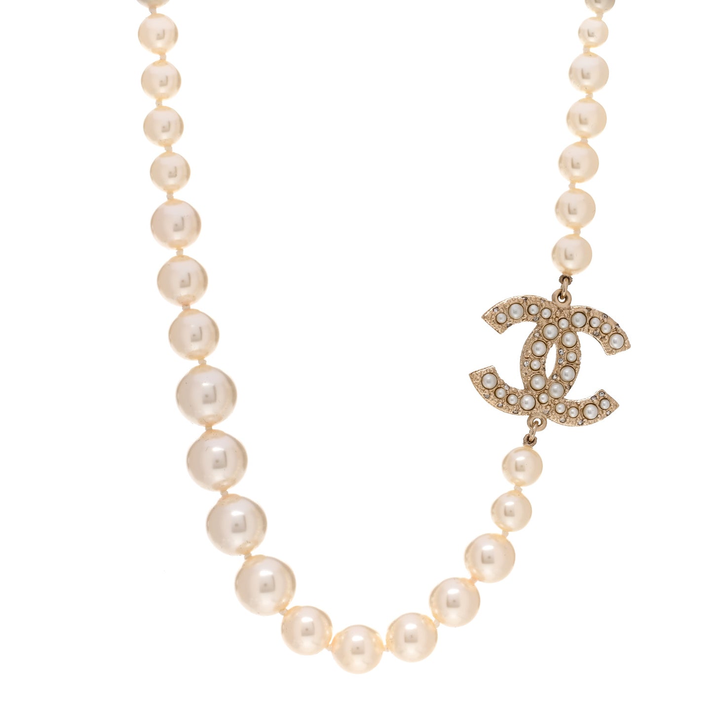 Pearl CC 100th Anniversary Necklace Light Gold