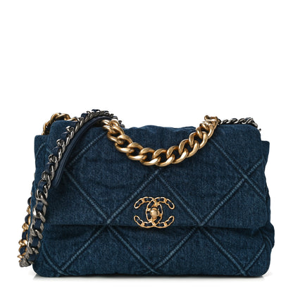 Chanel Denim Quilted Large Chanel 19 Flap Blue 1 of 11