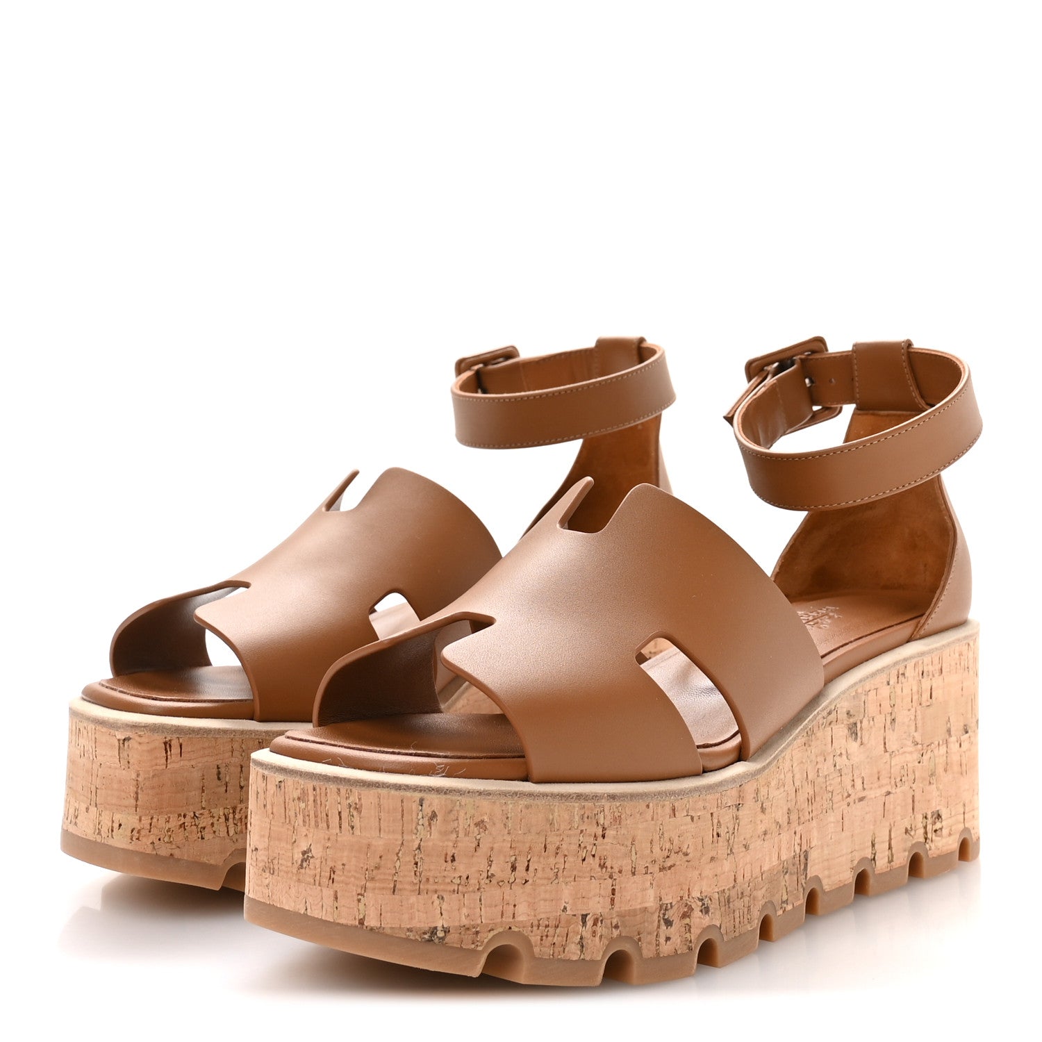 Hermes Calfskin Cork Luce 30 Sandals 37 Naturel 4 of 9