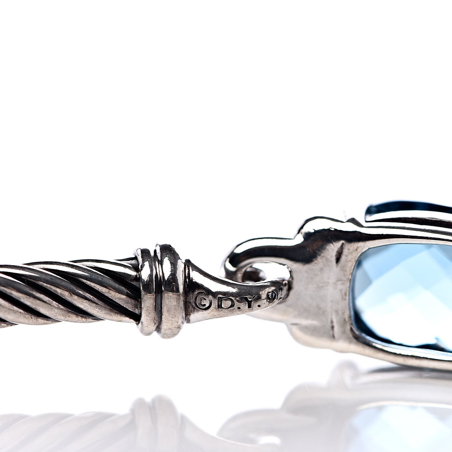 Sterling Silver Diamond Hampton Blue Topaz 3mm Petite Wheaton Bracelet