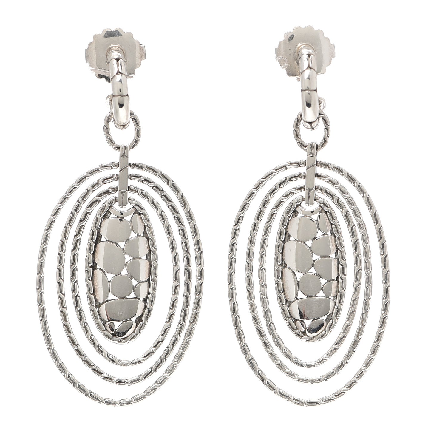 Sterling Silver Zen Kali Oval Drop Earrings