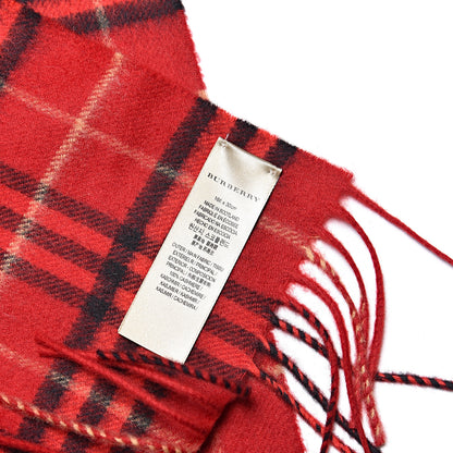 Burberry Cashmere Vintage Check Fringe Scarf Red 5 of 5