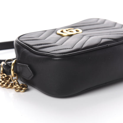 Gucci Calfskin Matelasse Mini GG Marmont Chain Shoulder Bag Black 6 of 7