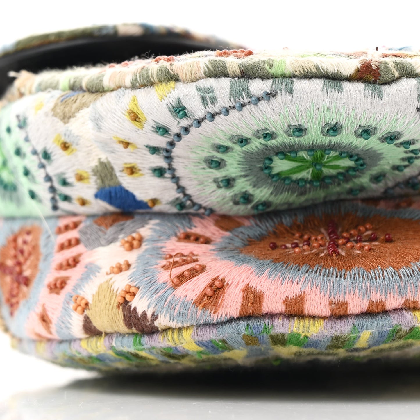 Canvas Embroidered Kaleidiorscopic Mini Saddle Bag Multicolor