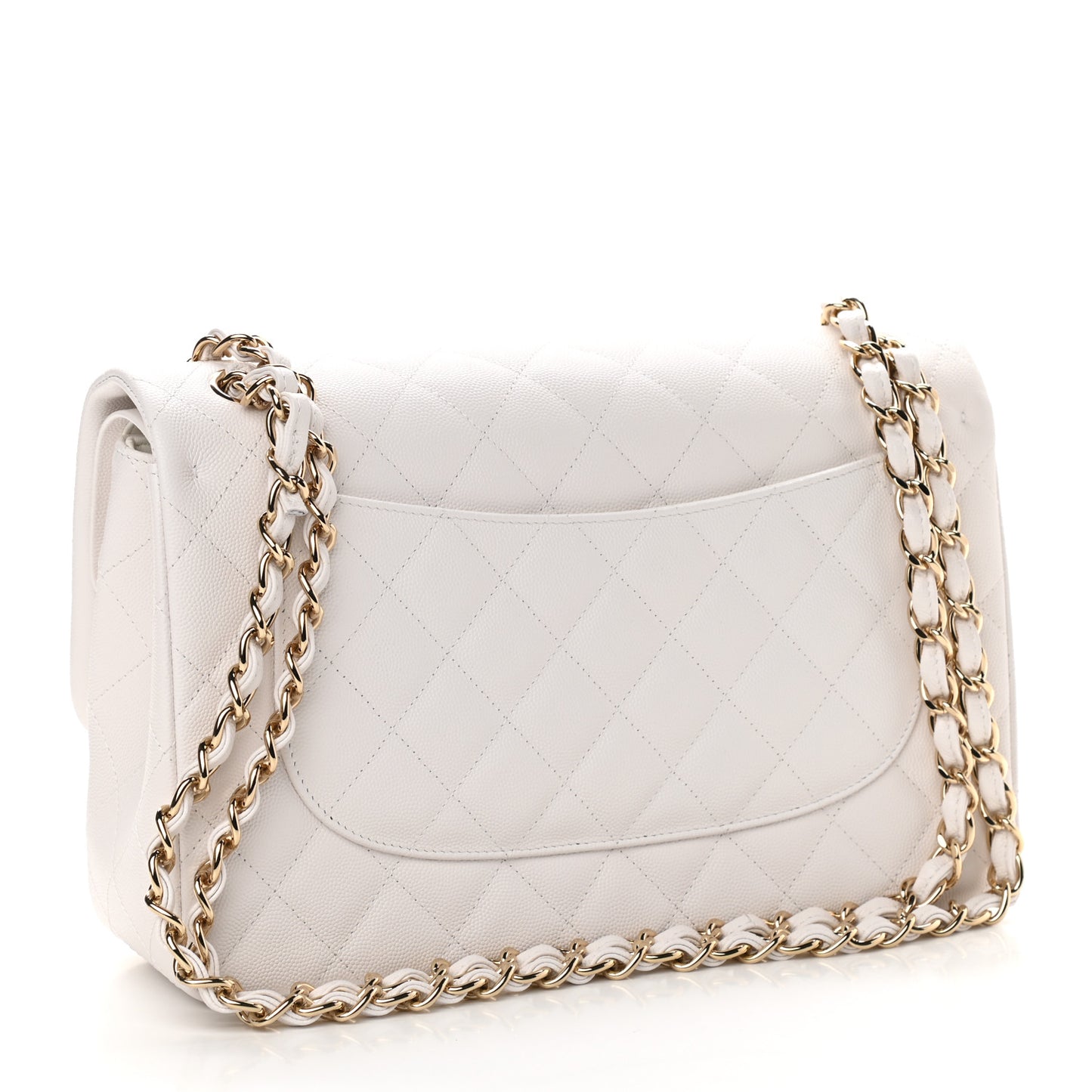 Caviar Quilted Jumbo Double Flap White