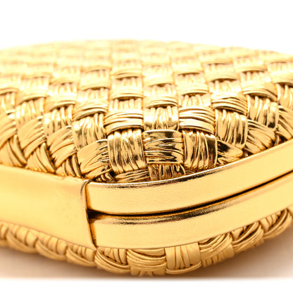 Bottega Veneta Metallic Intreccio Millefili Minaudiere Knot Clutch Gold 9 of 9